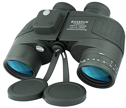 Marine Fernglas 10x50 wasserdicht mit Kompass & Entfernungsmesser, Militärfernglas HD, beschlagfreies Sea Ocean Fernglas für Erwachsene Segeln Kreuzfahrten Bootfahren, Angeln, Vogelbeobachtung, Safari