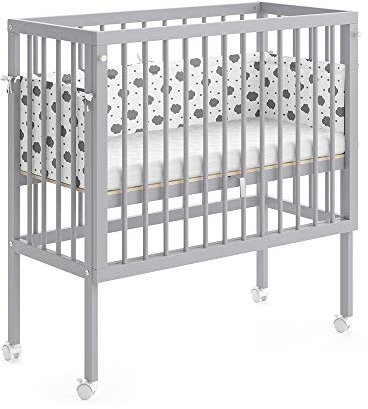 VitaliSpa Beistellbett Sophie, Stubenbett, Grau, 40 x 90 cm 2 Seitenschienen