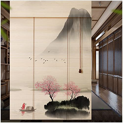 SHRHZJ Rollo für den Außenbereich, Bambusrollo, dekorative Rollos mit aufgedrucktem Motiv, Bambus-Jalousien, geeignet für Fenster/Gärten/Pavillon/Balkon (120 x 180 cm, 47 x 71 Zoll), Motiv 2)