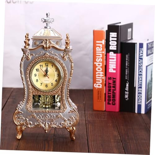 HOMSFOU 1stk Standuhr Alter Wecker Archaisches Uhrendekor Wecker Für Schlafzimmer Barocke Uhr Drahtlose Uhr Retro Uhr Schreibtisch Schäbige Schicke Wohnkultur Wanduhr Büro Weiß Jahrgang
