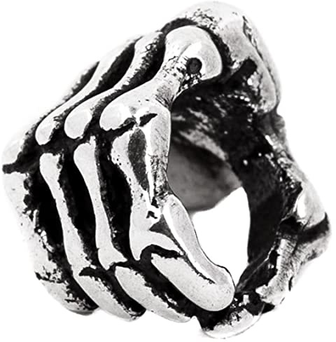 Windalf Gothic Haarperle Bartschmuck KRASSO 13 mm Knochenhand Zombihand 925 Sterlingsilber