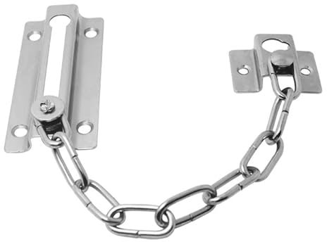 Door Chain, Door Security Chain Lock Safety Catch Restrictor Strong Bolt Sliding Guard, Heavy Duty Metal Latch Front Door Chain with Screw(steel color)