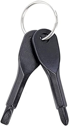 Mini Screwdriver Multifunction Stainless Steel Key Shape Screwdriver Slotted Screwdrivers Keychain Repair Tool Black 1 Set for Outdoor Sport, Medium, other gemstones