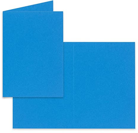 50 Faltkarten B6 - Azurblau - 12 x 17 cm - Blanko Doppelkarten für Einladungen, Grußkarten - für Drucker geeignet - Serie: FarbenFroh