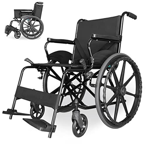 Rollstuhl Faltbar Leicht Reiserollstuhl, Kleiner Rollstuhl für die Wohnung und Unterwegs, Stoßdämpfender Rollstühle für Behinderte und Senioren, Sitzbreite 45 cm, Ultraleicht