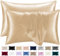 Lazzaro Satin Silk Pillowcases for Hair and Skin - Hypoallergenic Pillow Cases 2 Pack with Envelope Closure - Ultrasoft Standard Size Champagne Silk Pillowcases (50 x 75 cm)
