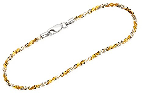 NKlaus Armband Silber, Bicolor, 2, 2mm 19cm 925 vergoldet breites, 1 Stück | rhodiniert