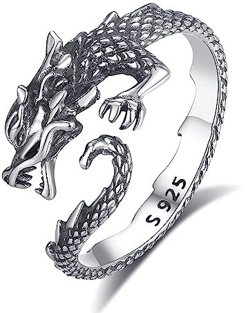 CELESTIA Drachen Ring Verstellbar Damen Verstellbare Ringe Silber 925 Offene Ringe Vintage Schmuck Ringe Gothic Geschenk Frauen