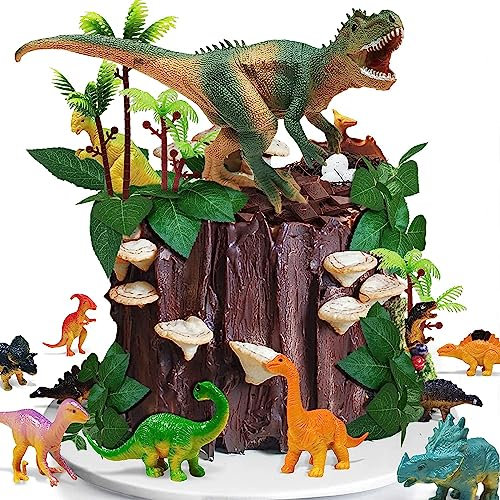 26 Stück Kuchendeko Dinosaurier Set,Dino Tortendeko,Dinosaurier Deko Torte,Cake Topper Dinosaurier,Dino Geburtstag Deko,Dschungel Tortendeko Junge,Dinosaurier Party Kuchen Dekoration für Kinder
