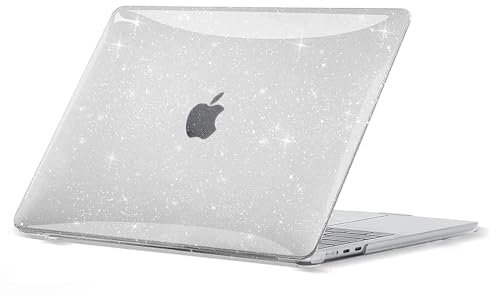EooCoo Hülle Kompatibel für MacBook Air 15 Zoll M2 A2941 M3 A3114 M4 A3241, 2023 2024 2025 Freisetzung, Ultradünne Glatt Hartschale Schutzhülle Case, Glitzer Klar