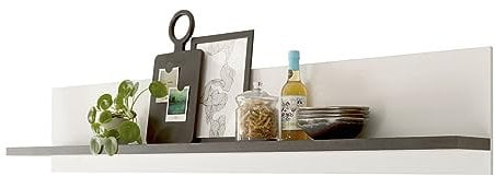 Küche Gewürzregal in weiß Pinie und schwarz/anthrazit Industrial Design Wandregal hängend Wandboard Gewürzschrank Küchenregal 160 cm Stove (Wandboard 1)