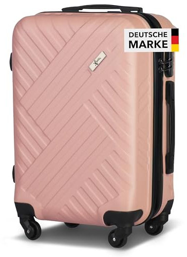 Xonic Design Boardcase Reisekoffer - Hartschalen-Koffer mit 360° Leichtlauf-Rollen - hochwertiger Kabinen-Trolley mit Zahlenschloss - Hand-Gepäck in 55x35x20cm ((Boardcase Pastell Rosa, S))