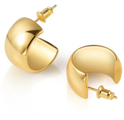 BOUTIQUELOVIN 14K Dupes Ohrringe Gold Creolen Damen Vergoldete Ohrringe Chunky Gold Hoops Geschenk für Frauen Freundin Mama Mädchen