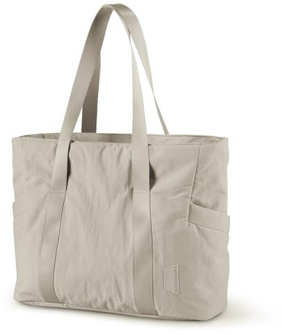 bagsmart Handtasche Damen, Reisetasche Groß, Schultertasche Arbeitstasche Damen Tasche, Shopper Tote Bag für Arbeit, Schule, Wochenendausflug, Wandern, Yoga, Khaki, Groß