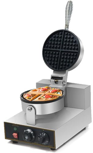 DINGK Commercial Electric Waffle Maker, 1200W Nonstick Waffle Machine with Temperature and Time Control, Stainless Steel, Electric Chaffle Maker for Restaurant Party Food Stall Snack Family