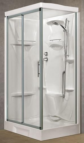 Novellini New Holiday 2P+F Standard Tettuccio 120x80 cm Cabina Doccia Attrezzata 1 Anta Scorrevole Reversibile Miscelatore Meccanico Vetro Trasparente Profilo Silver Ripiani Doccetta Alto 217,5 cm