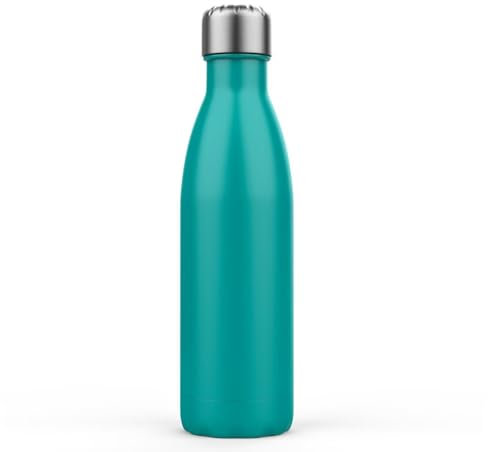 Stainless Steel Bottle 500ML, Vacuum Insulated Water Bottle, Double Wall Drinks Bottle Keep 24 Hours Cold & 18 Hours Hot for Outdoor Sports, Fitness, Hiking, Camping, School, Office (Turquoise Blue)