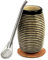 Juego con taza de cerámica para té Yerba Mate ● Taza de té mate de 260 ml ● Pajita de acero inoxidable Bombilla 19 cm ● Almohadilla de corcho ● Paja de acero inoxidable y cerámica yerba mate taza de
