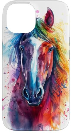 Buntes Pferd Aquarell Pferd für Pferdeliebhaber Hülle für iPhone 14