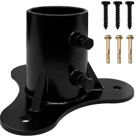Rasugarlary Chain Link Fence Post 3 Base Flange Floor Flange Heavy Solid Pole Pipe Flange for Holding Fence Mailbox Pergola Railing Deck Flag Round Post (OD 2-7/8'') with Screws (Pack of 1)