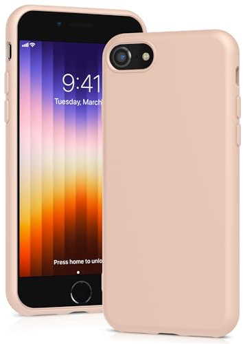 YATWIN Cover per iPhone SE 2022/2020, Custodia in Silicone Morbido con Tagli di Precisione per Fotocamera, Design Ultra Sottile, Protezione 360° con Bordi Rialzati, ‌Rosa Chiaro‌