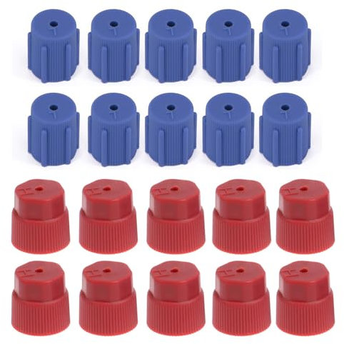 Saipor 20pcs/2Sets R134a Valve Caps 3mm & 16mm A/C Cap Air Conditioning Service AC System Charging Port Caps (10pcs Red High & 10pcs Blue Low)