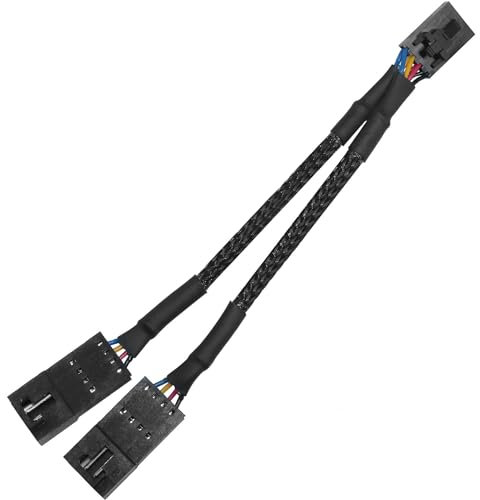 LUORNG Câble d'extension d'éclairage RGB Corsair 8,6 cm 1 vers 2 répartiteurs 4 broches mâle vers double femelle utilisé pour ventilateur Hub Splitter Câble adaptateur Noir