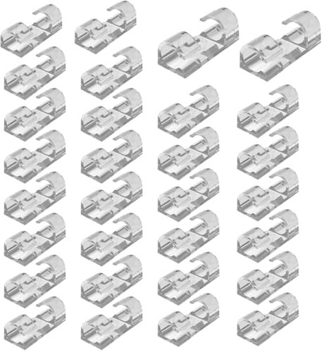 QOCUILC 30 Stück selbstklebende Kabelklemmen, transparente runde Kabelhalter, Kabel-Organizer für Kabelmanagement, Wandmontage, Ladegeräte und Kabelhalterungen für Zuhause und Büro.