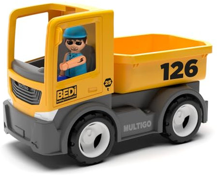 MultiGO Build Sandkasten Spielzeug für Kinder ab 3 Jahre - großer Pritschenwagen mit Fahrer - Sandspielzeug für Outdoor Spiele - Auto für den Garten