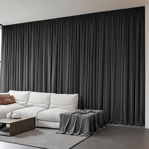 Grichril Heimkino Vorhänge Schalldicht Raumtrenner - Raumteiler Vorhänge für Schienensystem oder Stange mit Haken - Sichtschutz Boden bis Decke Vorhang für Wand Deckenmontage Schiene, 1 Panel