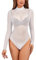 MAYFASEY Women Sparkle Rhinestone Bodysuit Mock Neck Long Sleeve Sheer Mesh Bodysuits Going Out Tops, White, XXL