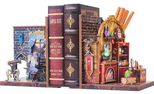 CUTEBEE Book Nook Kit - DIY Weihnachten Buchstützen,Miniatur Buchstütze,Bücherregal Dekoration Diorama Modellbausatz Erwachsene zu Bauen 2 Stück (IMG01)