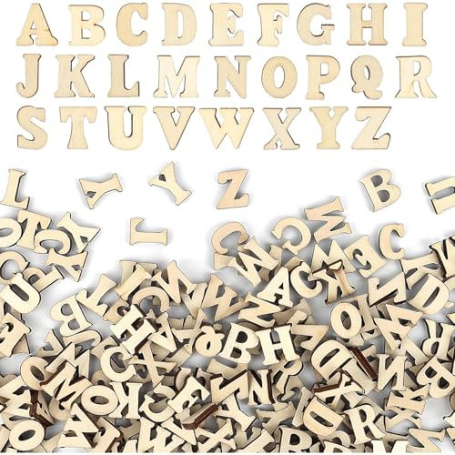 104 Stück Holzbuchstaben, 15mm Buchstaben Holz, Holzbuchstaben zum Basteln, Unbearbeitete Holz Buchstaben Deko, Holzbuchstaben Klein (A-Z), Scrabble Deko für DIY Kunsthandwerk Hochzeit Festival Party