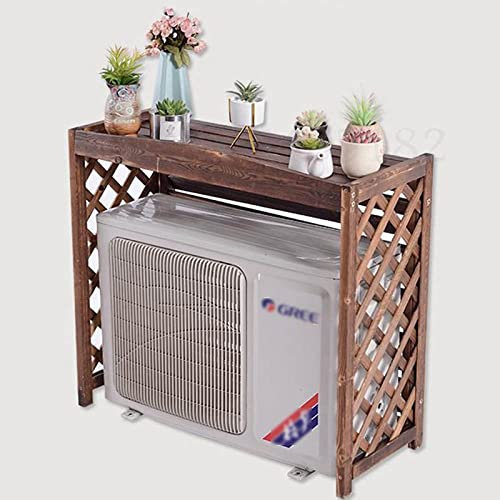 AILZCFX Solid Wood Privacy Air Conditioner Fence Screen, Wooden Air Conditioner Cover, Decorative Air Conditioner Rack for Outside Units Brown Plant Stand Outdoor, Sturdy, Weatherproof (Size : 110*