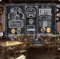 SMALLSNOT Papier peint 3D peint à la main, tableau noir, café, restaurant, arrière-plan, décoration murale, 3D, 150x105cm
