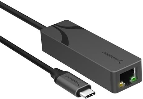 SABRENT USB Type-C to 5G Ethernet LAN Adapter – Aluminum Body, 5Gbps Multi-Gig LAN Speeds, Backward Compatible with 1GbE/2.5GbE, Bus-Powered, Durable, Plug-and-Play for USB-C Devices (NT-C5GA)