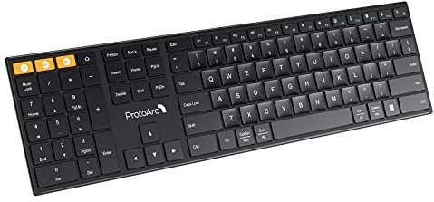 ProtoArc Teclado inalámbrico para zurdos, XK21 Bluetooth para zurdos, ultrafino, recargable, silencioso, multidispositivo, teclado numérico para mano izquierda, Windows/Mac/Android