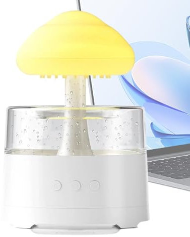 Rain Cloud Humidifier - Ultrasonic Water Drip Diffuser, Aromatherapy Oil Humidifier | Rain Lamp Mushroom Humidifier Rain Diffuser, Mushroom Cloud Design with 7-Color LED Night Light, Cool