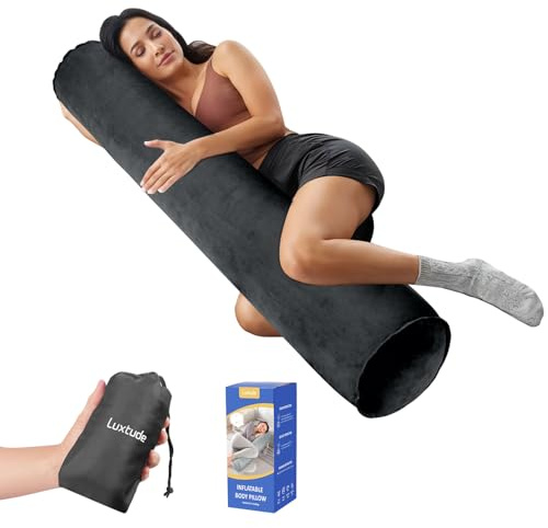 Luxtude Aufblasbares Körperkissen für Erwachsene und Kinder, Reise-Körperkissen für Seitenschläfer, 120 cm langes Umarmungskissen
