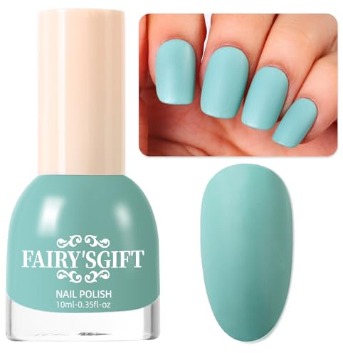 Matte Nail Polish Air Dry Nail Lacquer for Nail Art Varnish, Mist Effect Matte Finish Velvet Nail Polish, 0.35 fl oz (Cyan-14, 10 ML)