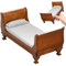 Ssguopte Puppenhausbett, 1:12 Vintage Einzelbett mit Matratze und Kissen, 6x3x3 Zoll Holzmöbel