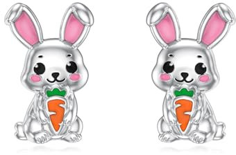 Flpruy Ohrringe Ostern Ostern Geschenke Kinder 925 Sterling Silber Niedliche Meerestier Osterhase Ohrringe Hypoallergen Bunby Schmuck Frauen Geschenke Teen Mädchen