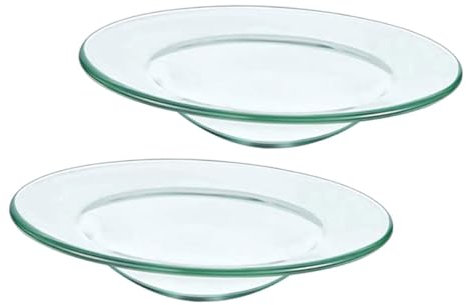 BESTYASH Lot de 2 Plat en Verre pour Chauffe-Cire Plaque Chauffe-Bougie Transparent Compatible Brûleur à Huile Utilisation Multifonctionnelle pour Élégant et Solide