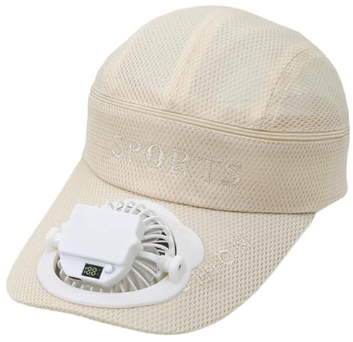 Travel Hat Baseball Cap, Built-in USB Solar Fan Power Supply, Fan Cap for Men and Women, Adjustable Wind Speed and Direction, 24 Sun Hat for Large Heads Women, beige, One Size