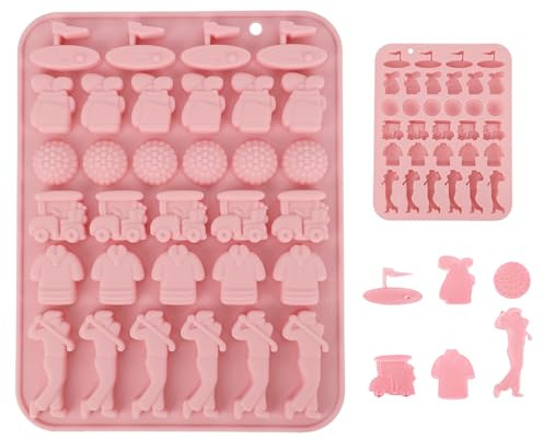 Golf-Silikonform, 32 Mulden Rosa Golfball-Schokoladenformen für Cake Pops Dekoration Süßigkeiten Fondant Eiswürfel DIY-Backen und Partygeschenke(6 Muster)