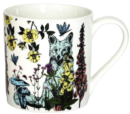 Cream Cornwall Bone China Mug - Hedgerow Fox | Premium Tea & Coffee Mug | 375 ml | Artwork Hand-Drawn in Cornwall | Lightweight & Durable China White Mug for Nature & Animal Lovers, Perfect Mug Gift