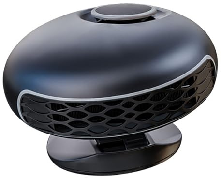 Eminchu Chauffage de Voiture, Ventilateur de Chauffage Automatique Rotatif à 360°, 2 Interrupteurs de pour Air Chaud et Air Froid, Idéal pour le Dégivrage, le Désembuage du Pare-brise et le Camping,