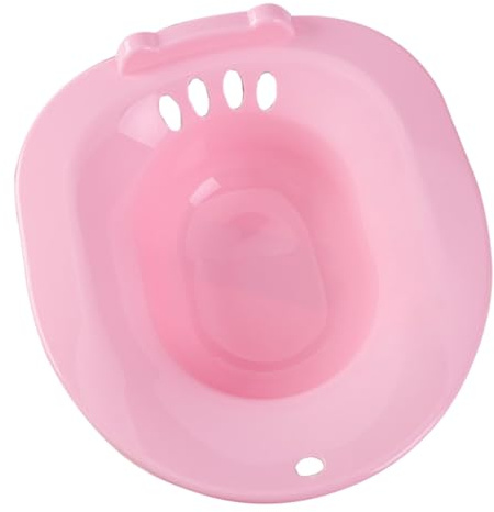 Sitzbadwanne für Toilettensitz nach Geburt und Op, aus Kunststoff | Rosa, Glatte Oberfläche mit Auslaufschutz und Rutschfestem Halt, Leicht zu Reinigen