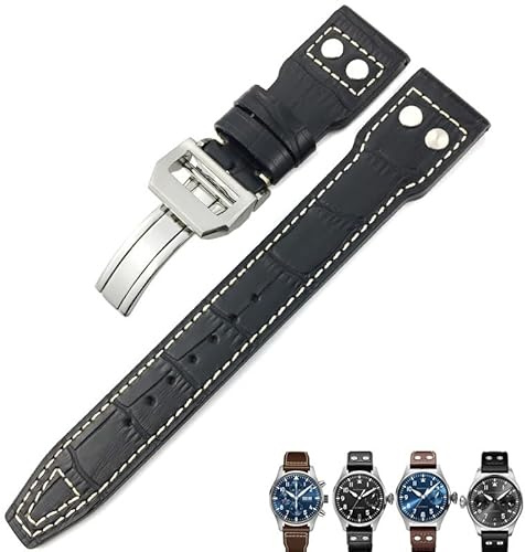 SAAWEE äkta läder kalvläder armband 21 mm 22 mm lämplig för IWC Big PILOT IW5009 IW5103 trådnagel klockarmband
