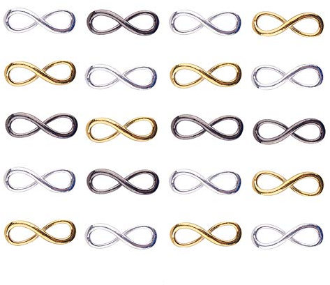 PandaHall Unendlichkeits-Charm, 20 Stück, Liebes-Charm, One Direction, Unendlichkeitssymbol, Anhänger, Verbindungsglied für Valentinstag, Weihnachten, Geburtstagsgeschenk, ewige Liebe